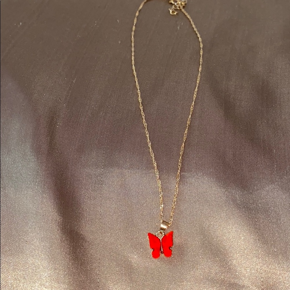 Red butterfly necklace